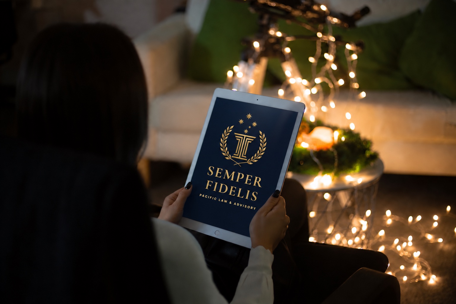 The Semper Fidelis landing page displayed on a tablet